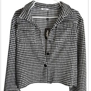 Zeagoo Women's Classic Houndstooth Blazer - Black and White